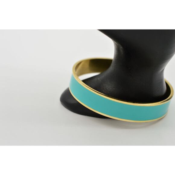 Banana Republic Statement Bracelet Bangle Gold Aqua Turquoise Blue Mint BinO - Picture 8 of 9